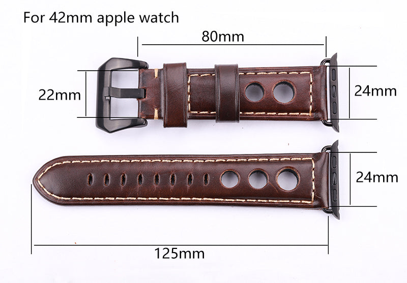 Unisex Real Leather Drivers Watchband For Apple Watch Series 5 4 3 2 1 42384440mm