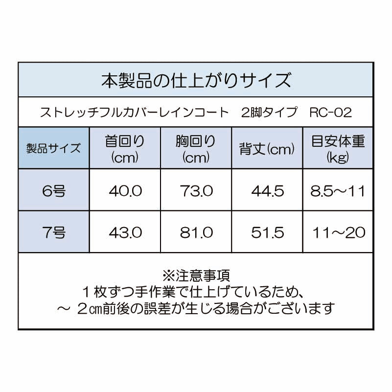 製品サイズ表