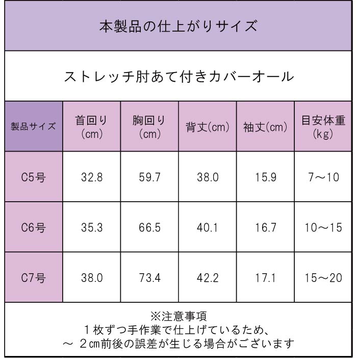 製品サイズ表