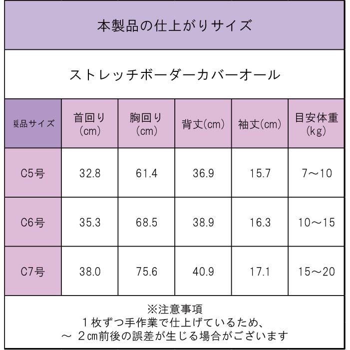 製品サイズ表