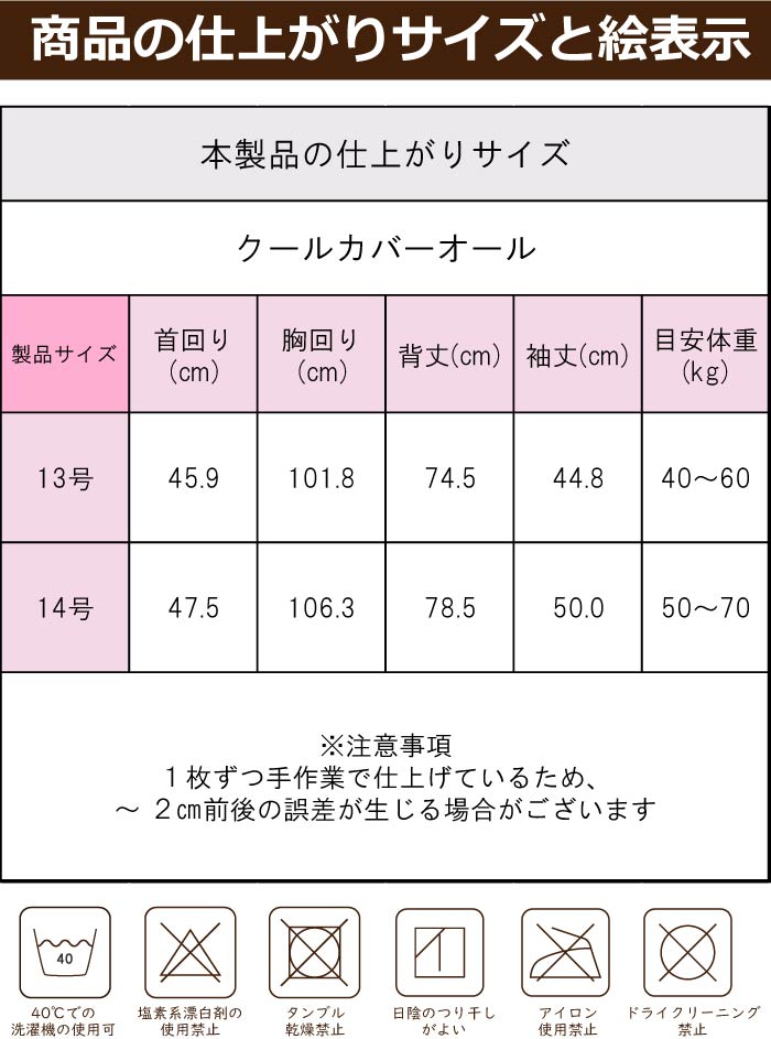 製品サイズ表