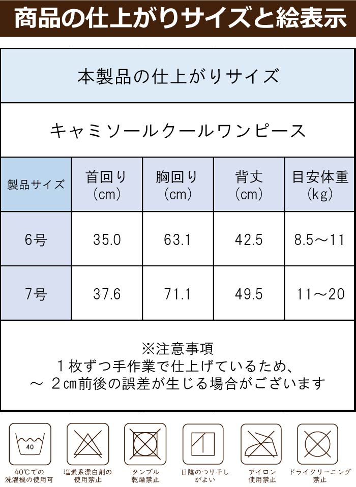 製品サイズ表