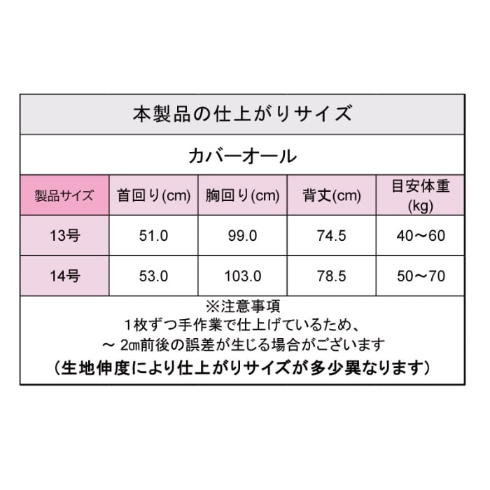 製品サイズ表