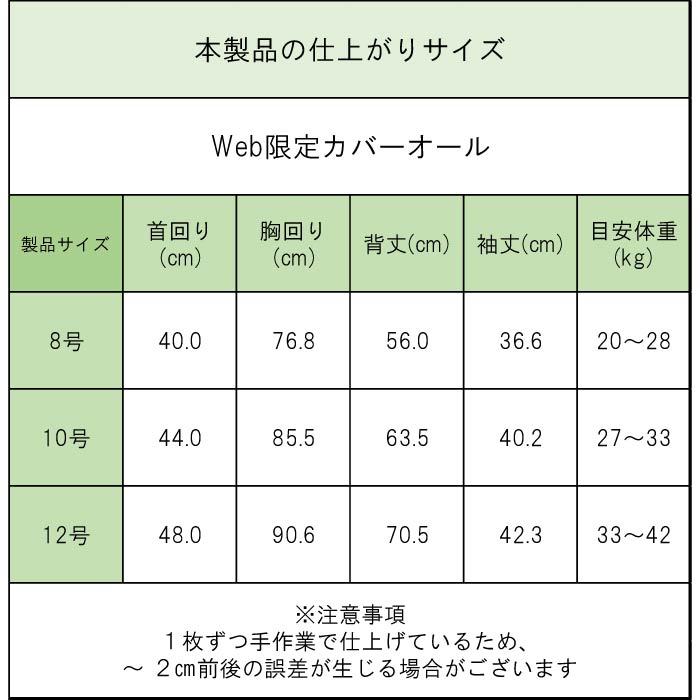 製品サイズ表