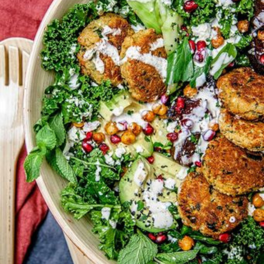 Falafel Kale Salad - Vegan Bowls