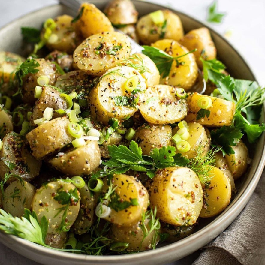 Summery French Style Potato Salad with Tangy Dressing - Vegan Bowls