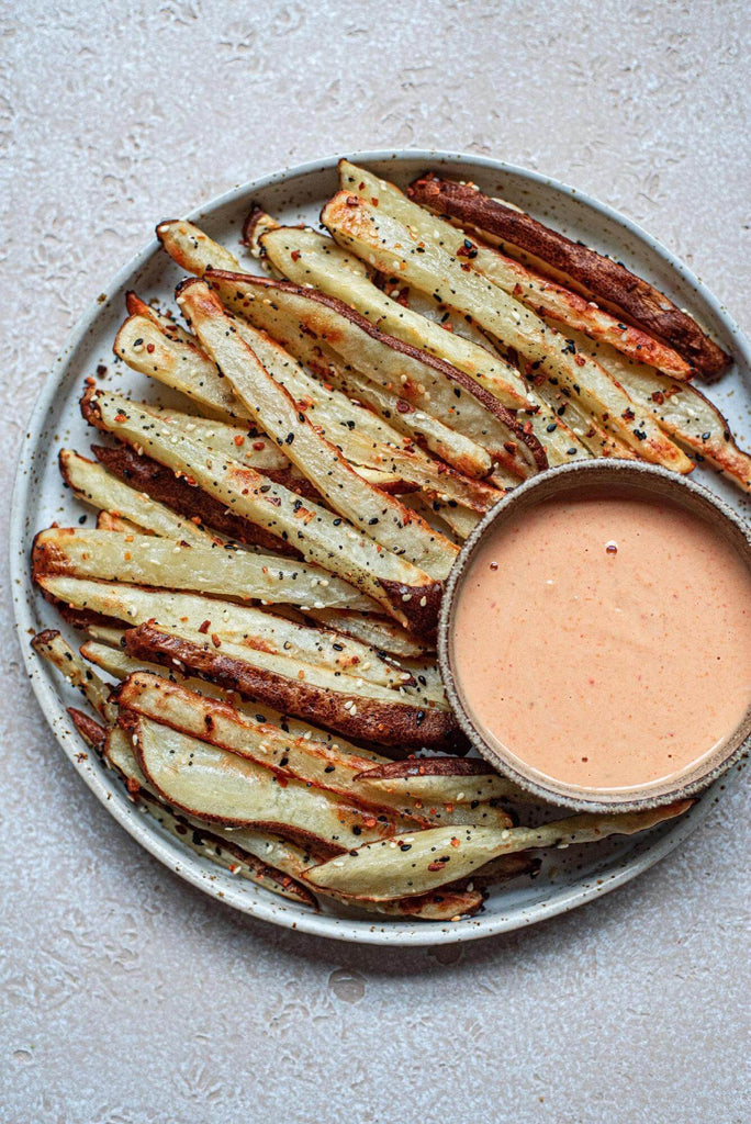 French Fries and Tahini Sriracha Sauce