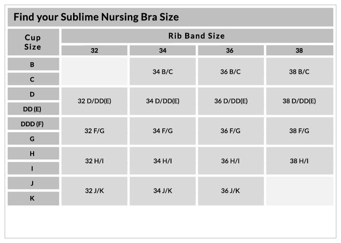Bravado Sublime Nursing Bra Size