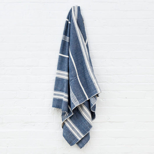 Aden Navy Blue Throw Blanket From Ethiopia