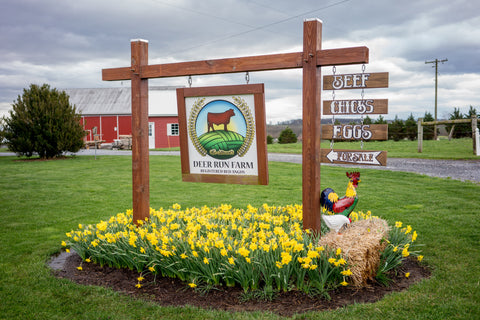 Deer Run Farm farm sign in front yard