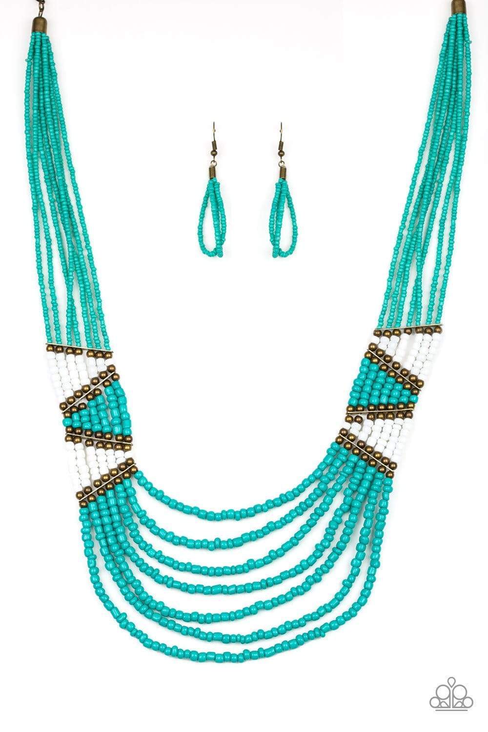 Paparazzi Jewelry-Kickin It Outback-Turquoise Necklace Set