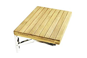 Wall Folding Bench 18 "× 13"  Teak with slots for boat, shower, steam, sauna
