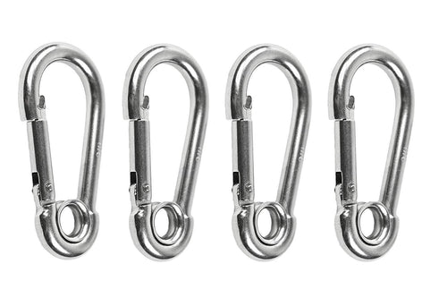 Marine City 316 Stainless-Steel 4” Carabiners/Clip Snap Hook with Ring for Climbing, Fishing, Hiking … (4pcs)