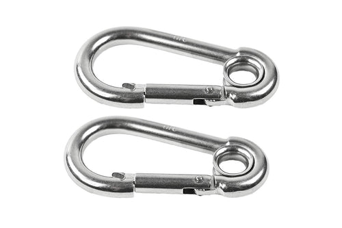 Marine City 316 Stainless-Steel 2-3/4” Carabiners/Clip Snap Hook with Ring for Climbing, Fishing, Hiking (2pcs)