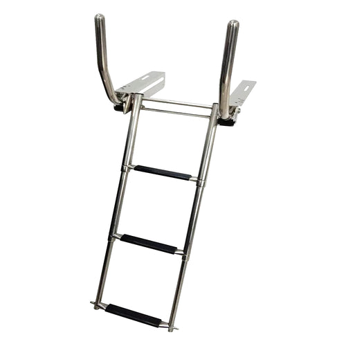 Marine City 316 Stainless Steel Under Platform telescoping Retractable Handrail 3 Steps Ladder for Boat Yacht