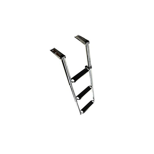 Marine City Stainless Steel 3-Step Ladder with Slide Gudgeon for Boat, Yacht