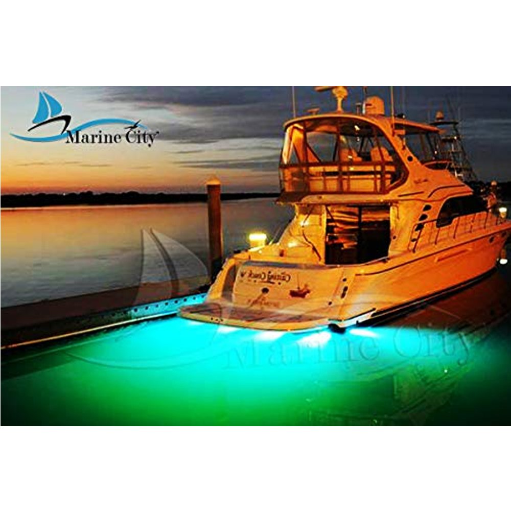 Marine City Under Water Green LED Light Waterproof Brass Drain Plug with Base Bronze Screw Drain Plug 1 inch Hole Fishing Under