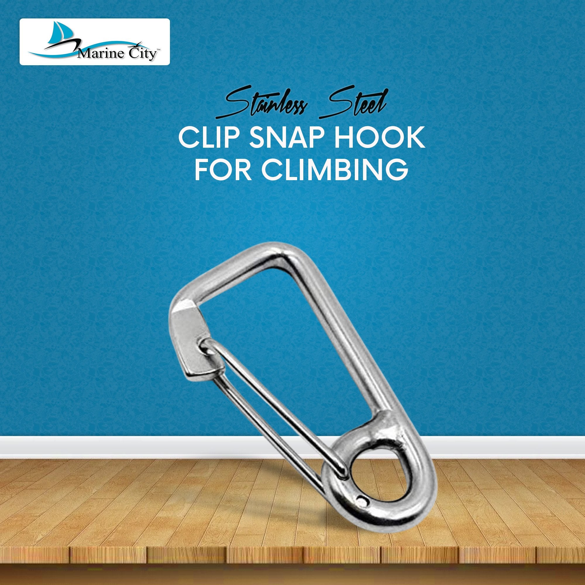 Marine City 316 Grade Stainless Steel Carabiner Spring Snap Hook with Ring 2 Inches for Climbing Fishing Hiking (Pack of 1)