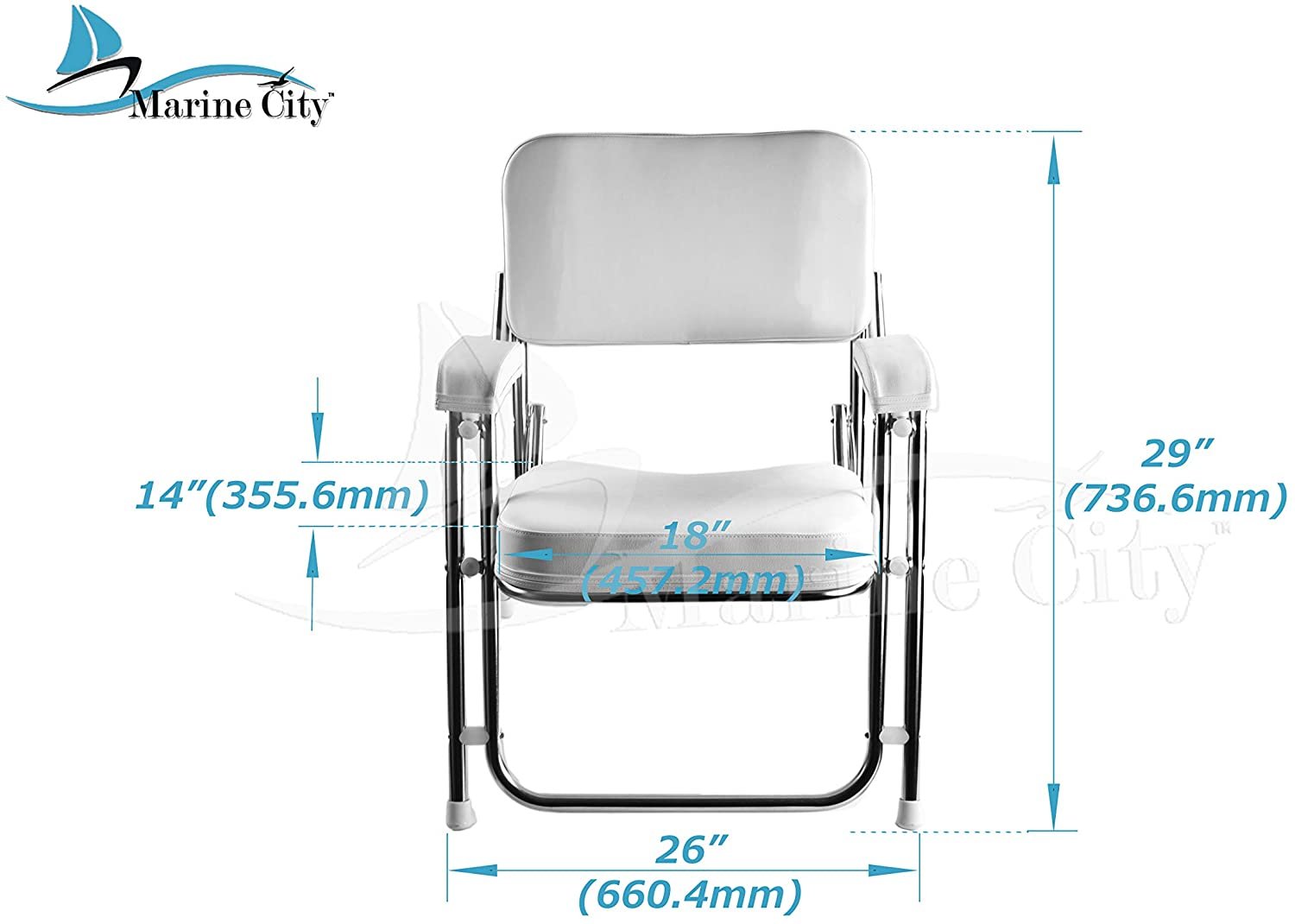 Folding Aluminum Boat Chair with Plastic Armrests Set of 2-PA150