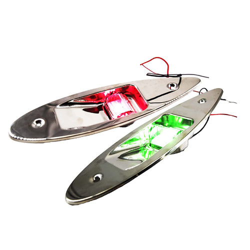 Marine City A Pair of Stainless Steel Flush Mount LED Navigation Side Lights RED and GREEN