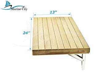 Marine City 24 Inches × 13 Inches Well Mount Fold Down Bench/Seat with Slats for Boat, Shower Room, Steam, Sauna Room