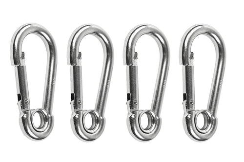 Marine City 316 Stainless-Steel 3-1/8” Carabiners/Clip Snap Hook with Ring for Climbing, Fishing, Hiking … (4pcs)
