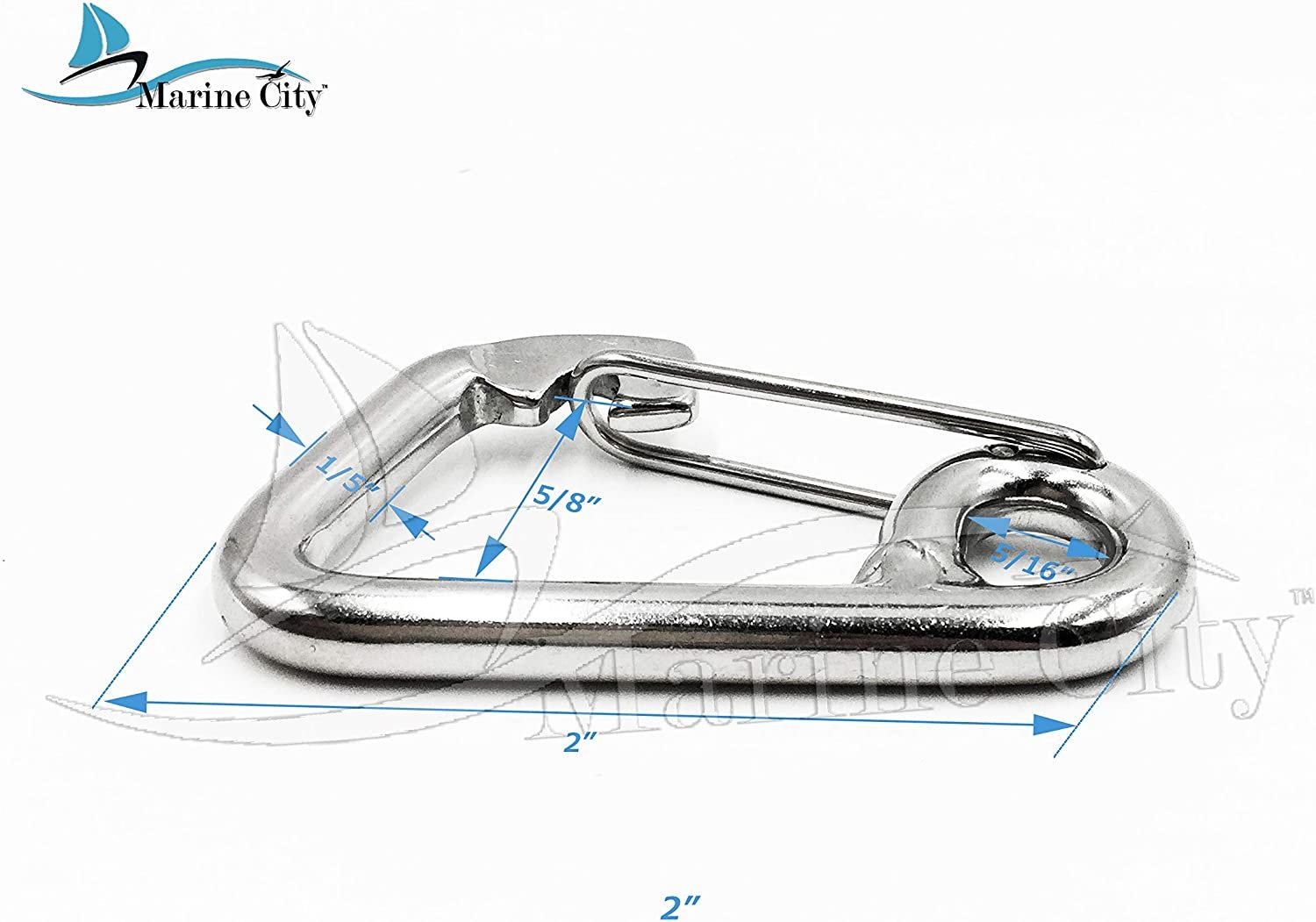 Marine City 316 Marine Grade Stainless Steel Carabiner Spring Snap