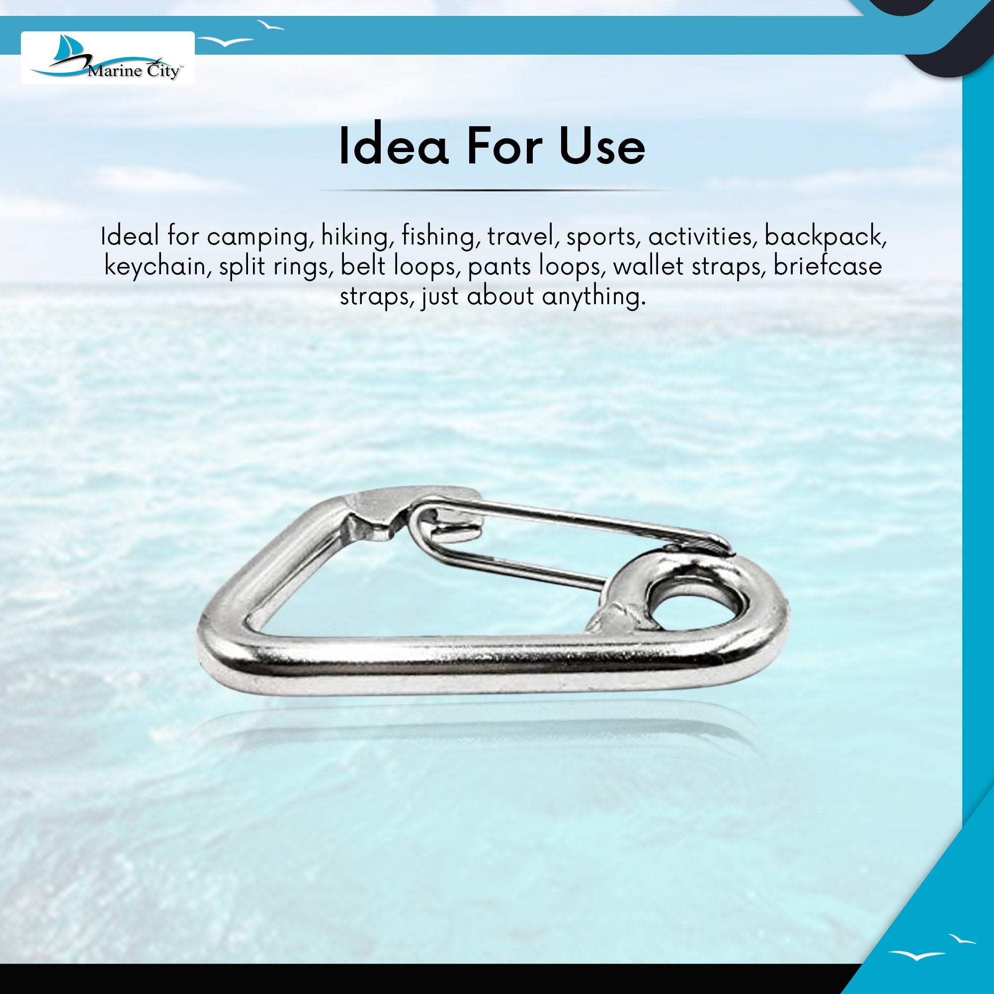 Marine City 316 Marine Grade Stainless Steel Carabiner Spring Snap Hoo –  Marine City Hardware