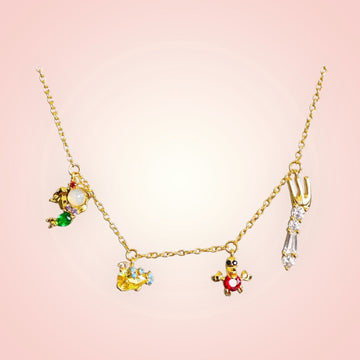 The little mermaid Gold charm necklace
