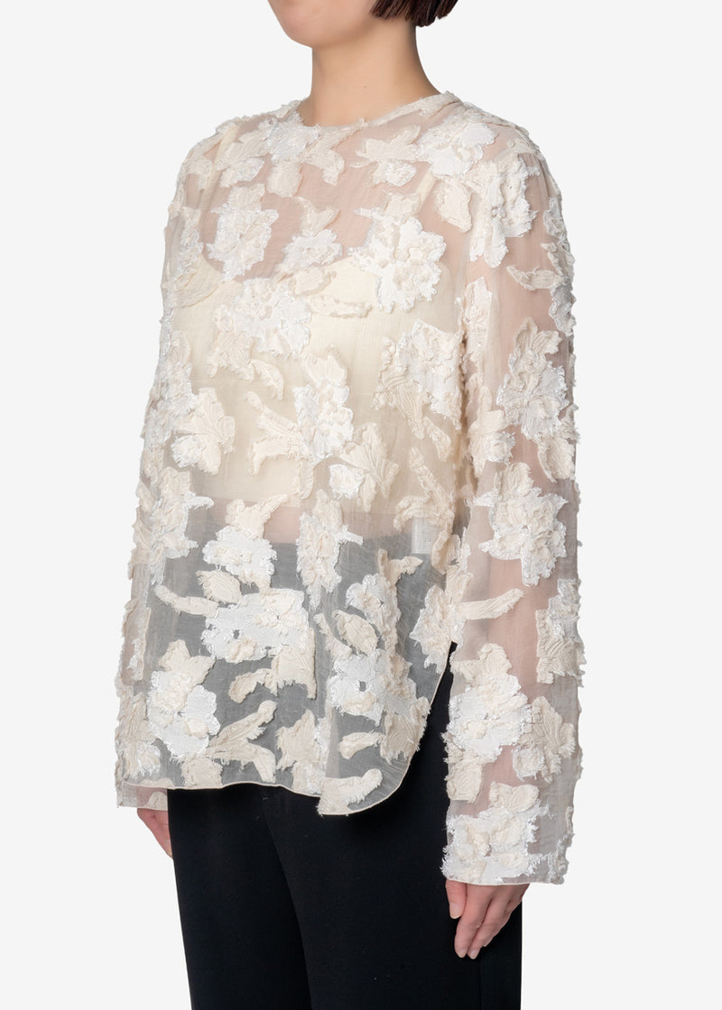 Limited Cut Jacquard Long Sleeve Blouse-