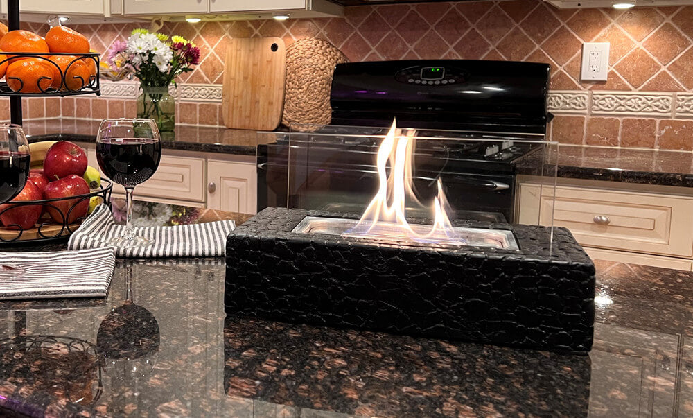 Eco-Friendly Ethanol Fireplace – Black Concrete Container