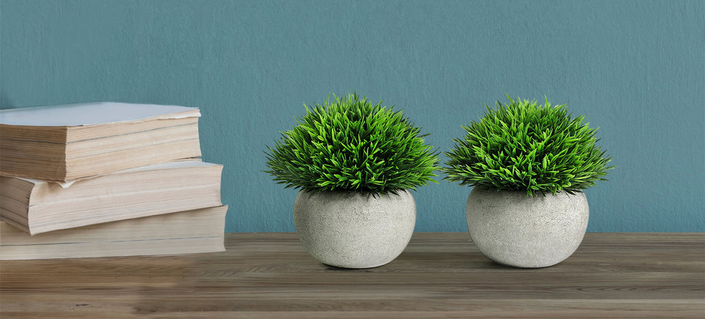 Ferrisland 2 Pcs Potted Faux Plant for Home Table Shelf Room