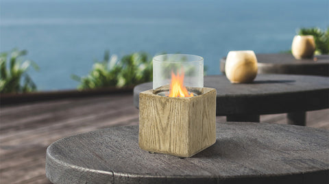 LIMOR® Wood Grain Round Bio-Ethanol Tabletop Fireplace