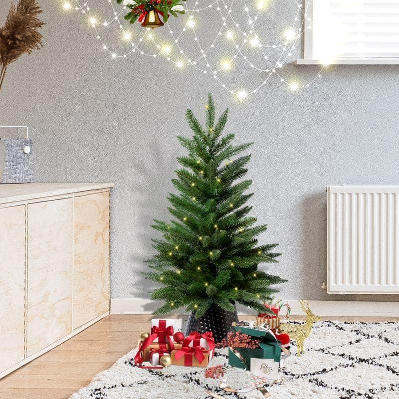 3' TwincoDecor® Tumbled Hobnail Artificial Christmas Tree Prelit