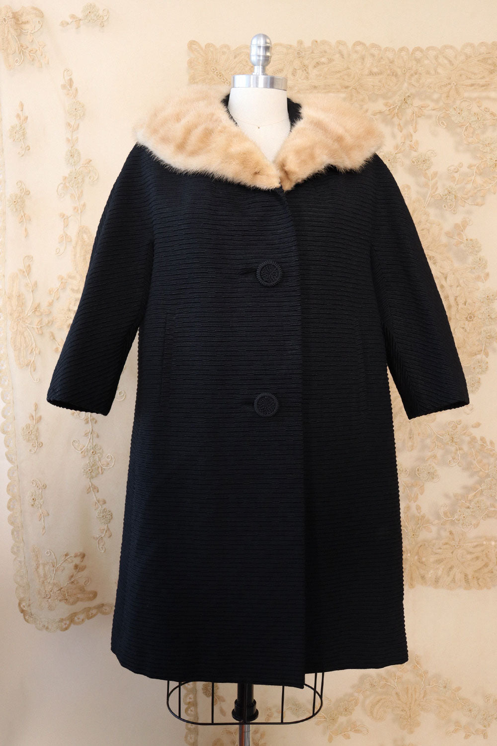 Fur Trimmed Chartreuse Swing Coat S/M