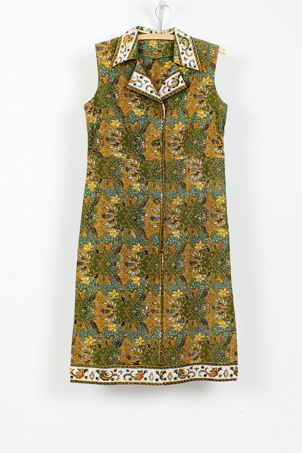 Olive Batik Shirtdress S M OMNIA