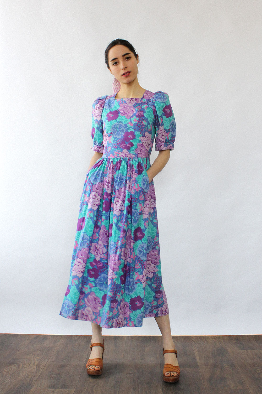 Laura Ashley Teal Floral Dress XS/S – OMNIA