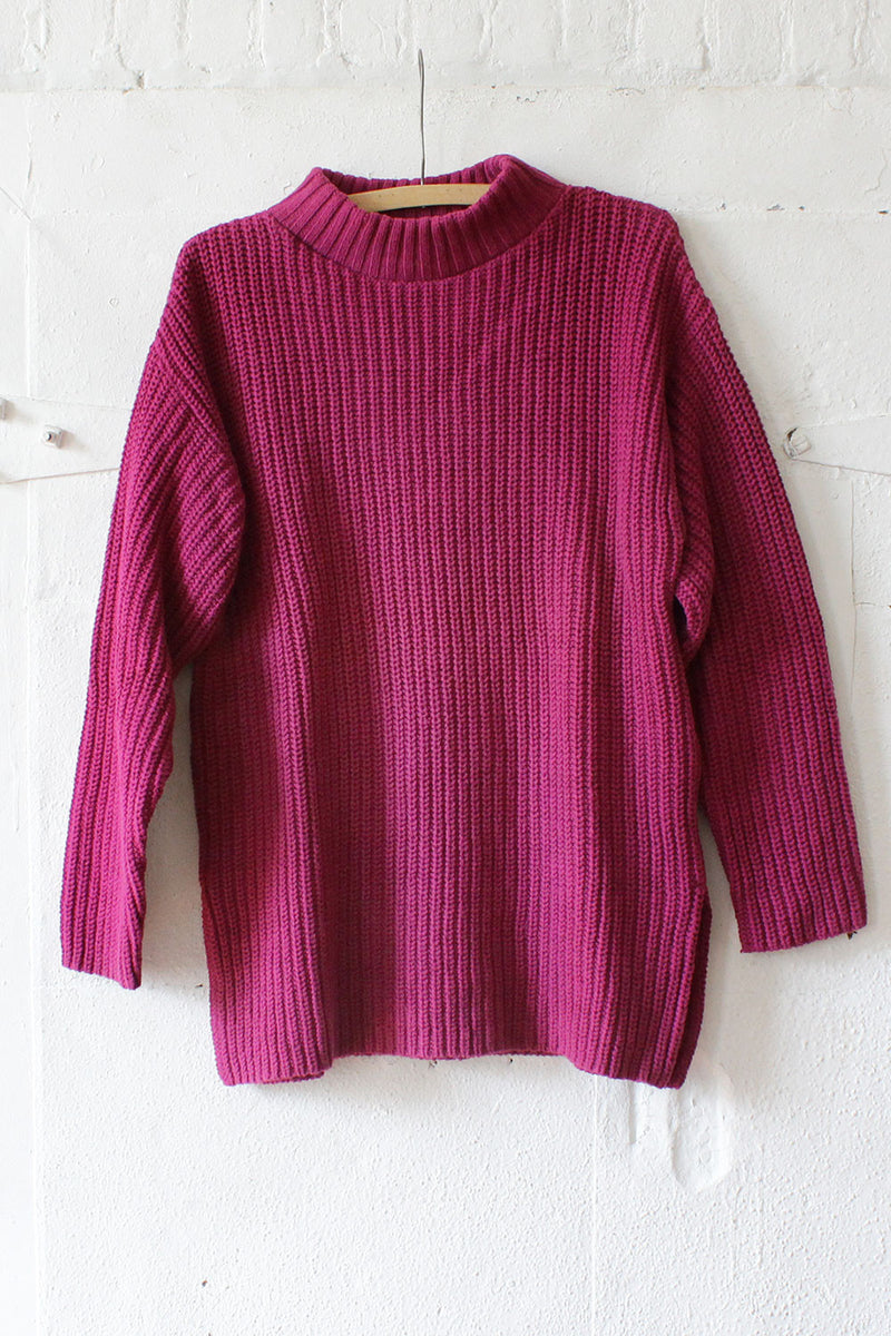 Magenta Cotton Knit Sweater – OMNIA