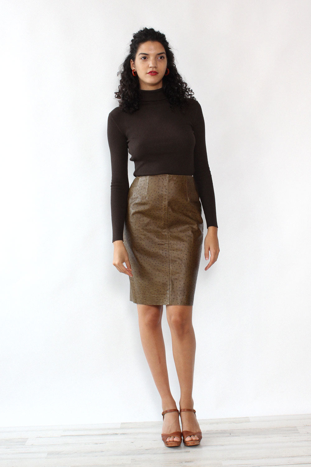 Moss Green Ostrich Skirt M