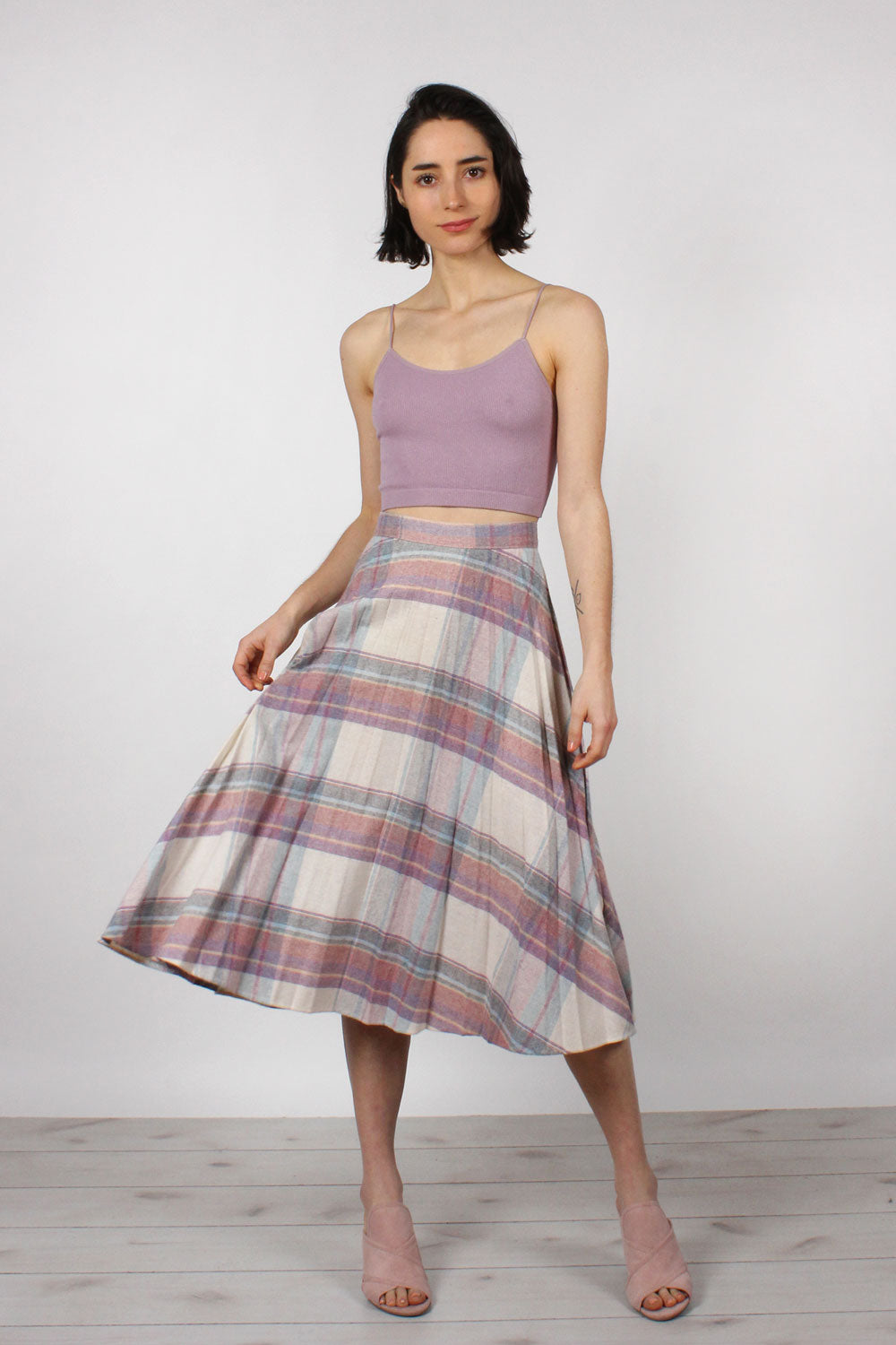 Pleated Plaid Pastel Skirt S – OMNIA