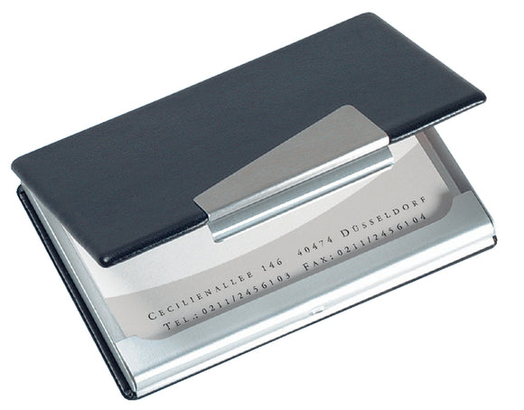 Visitekaartenhouder Sigel VZ131 20 kaarten aluminium met leer