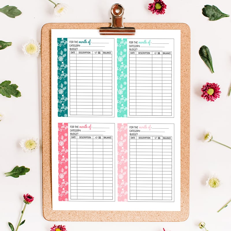 cash envelope tracker printable