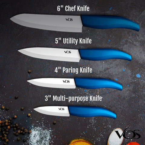 Vos Ceramic Knife Set, Ceramic Knives Set For Kitchen, Ceramic