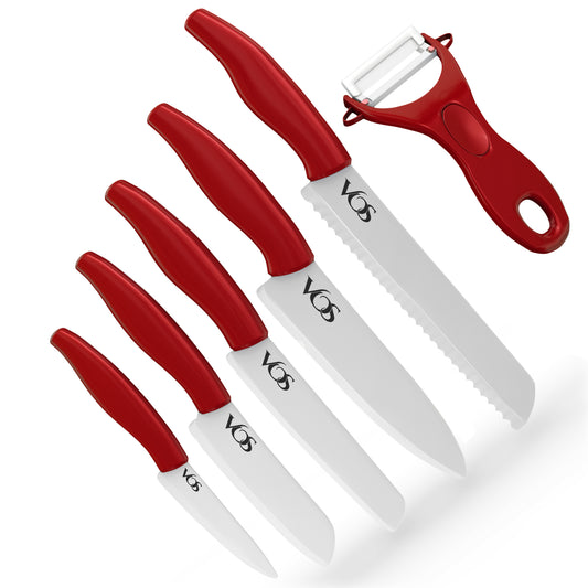 Ceramic Knives Set with Covers - 6 Pcs - Black – Vosknife