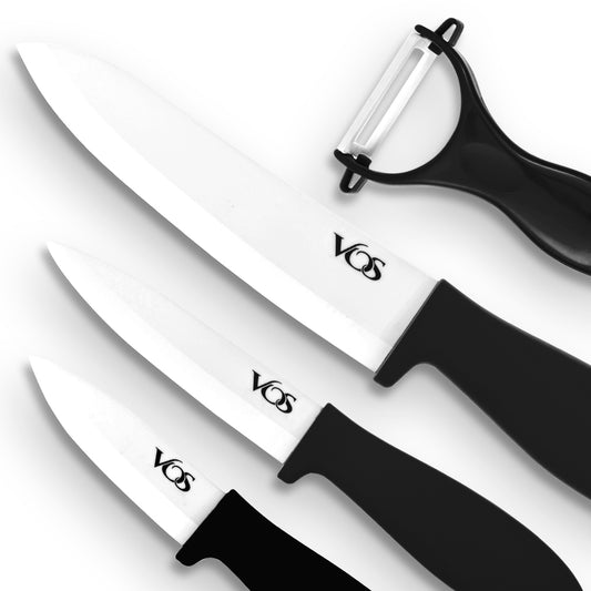 Hannah's Kitchen - Cute Knife Set Includes 3 Kitchen Knives, Ceramic Peeler and Multipurpose Scissor, Dishwasher Safe, Good for Beginners (Blue)