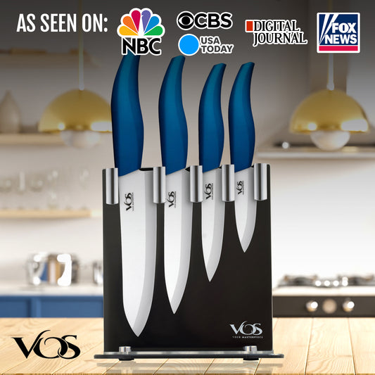 Vos Universal Knife Block - Countertop Knife Holder with Non-Slip Base, Kitchen Knives Holder - Holds 14 Knives, Sturdy Knife Organizer - Space