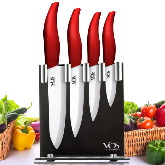 Ceramic 4 Pcs Knife Set with Knives Holder - Black – Vosknife