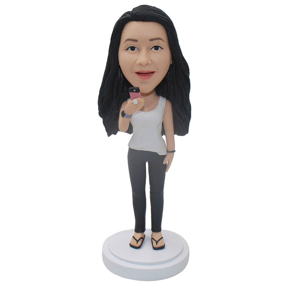 Personalized Sex Girl Bobblehead With Cell Phone Funny Birthday Ts
