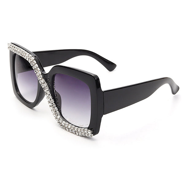 Square Rhinestone Vintage Oversized Sunglasses. 4