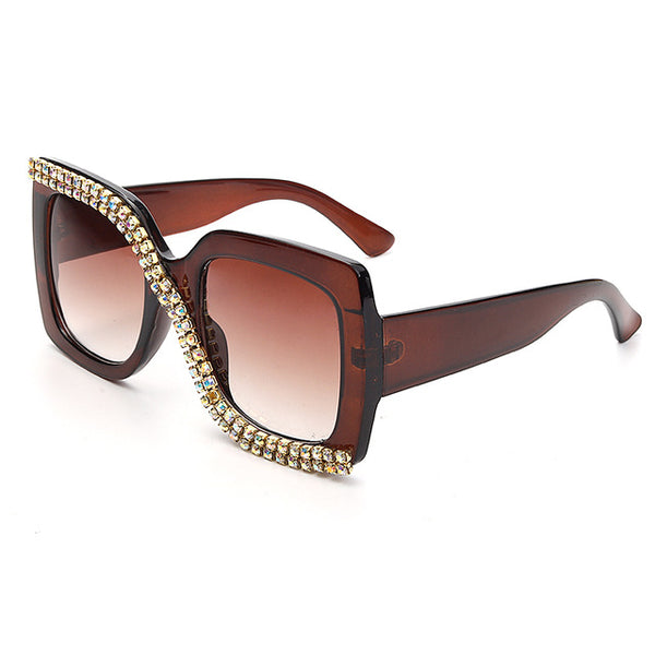 Square Rhinestone Vintage Oversized Sunglasses. 1